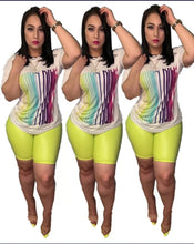Load image into Gallery viewer, Lime Green Biker Short Set w Tee
