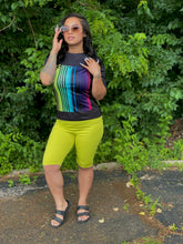 Load image into Gallery viewer, Lime Green Biker Short Set w Tee
